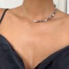 Collier en perle de Jaspe Picasso et Perle d'eau douce pour femme