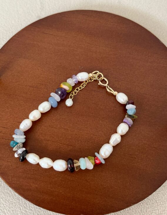 Bracelet perle d'eau douce et chips Multicolore pour femme