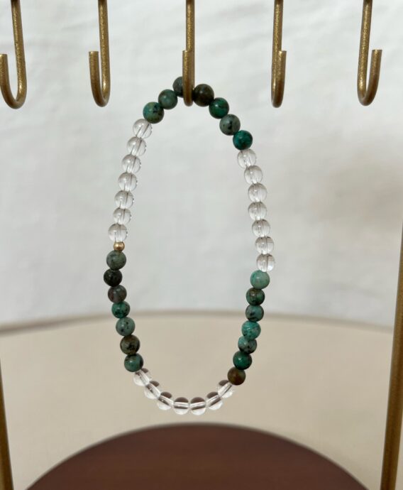 Bracelet en perle de Turquoise d'Afrique et Cristal de roche pour femme