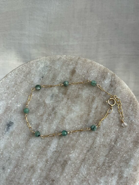 Bracelet en Emeraude chaîne en Gold Filled