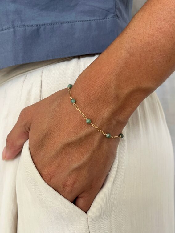 Bracelet en Emeraude chaîne en Gold Filled
