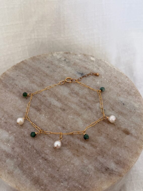Bracelet en Emeraude et perles d'eau douce en Gold Filled