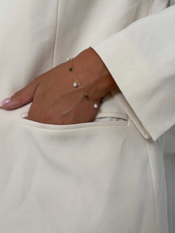 Bracelet en Emeraude et perles d'eau douce en Gold Filled