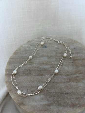 Bijou de cheville en perles d'eau douce en Argent 925