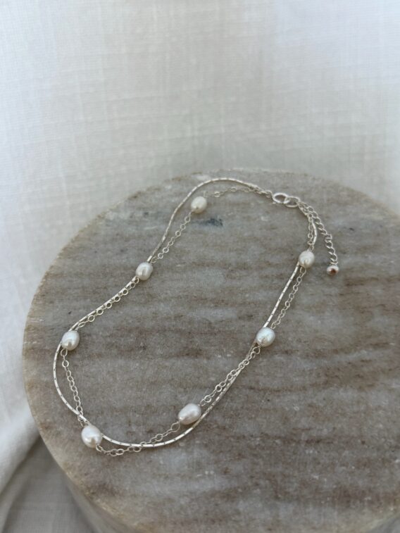 Bijou de cheville en perles d'eau douce en Argent 925