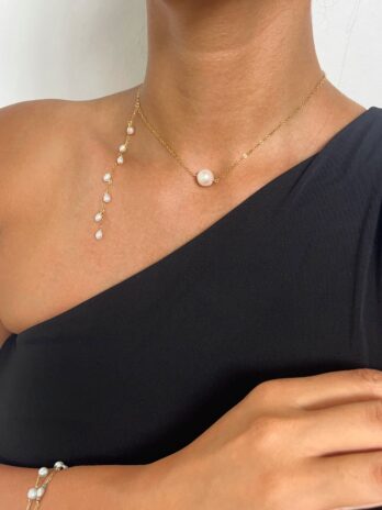 Collier asymétrique en perles d'eau douce en Gold Filled