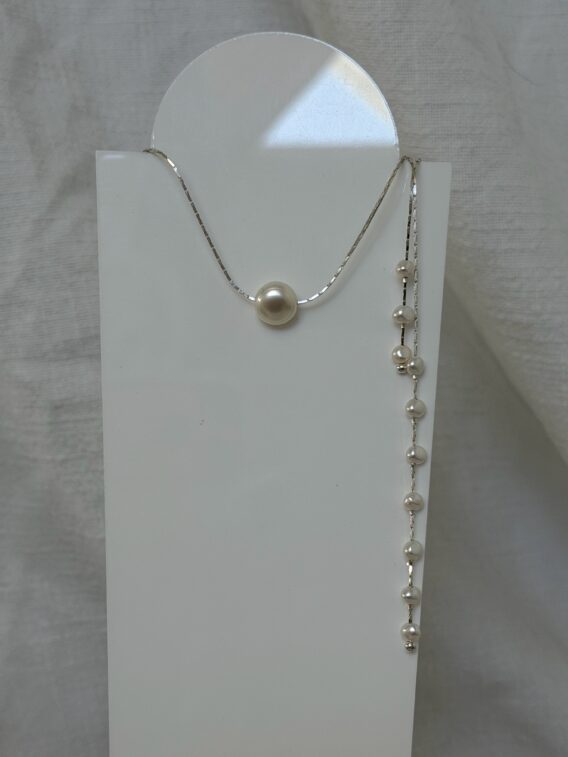 Chaîne de dos en perles d'eau douce en Argent 925