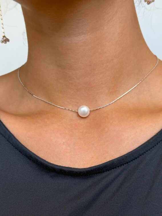 Chaîne de dos en perles d'eau douce en Argent 925