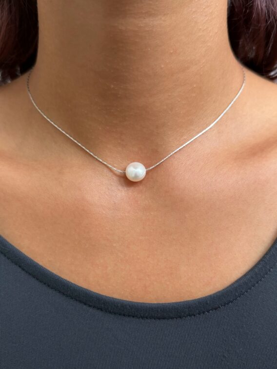 Chaîne de dos en perles d'eau douce en Argent 925