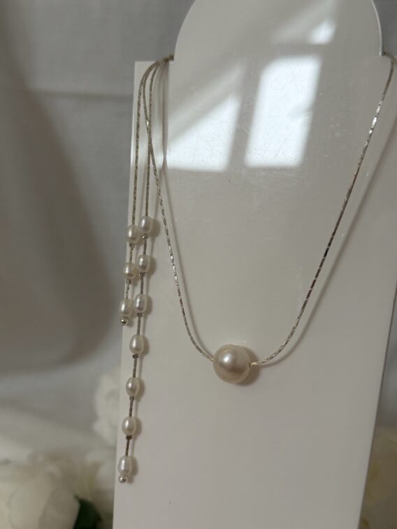 Chaîne de dos en perles d'eau douce en Argent 925