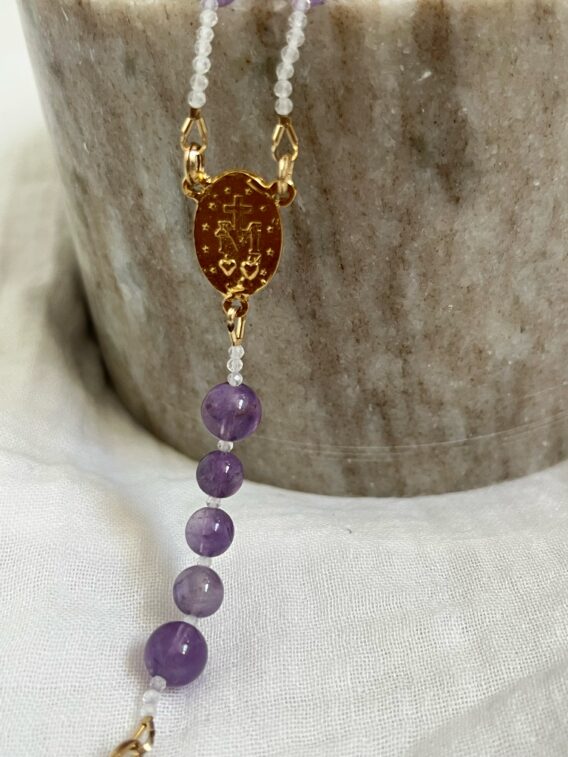 Chapelet améthyste clair M 3 Chapelet en Améthyste clair et Cristal de roche