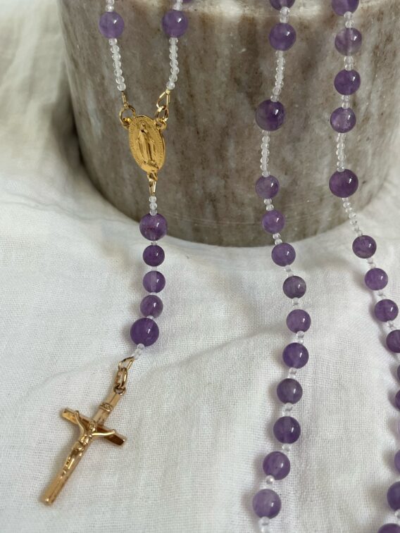 Chapelet améthyste clair new 3 Chapelet en Améthyste clair et Cristal de roche