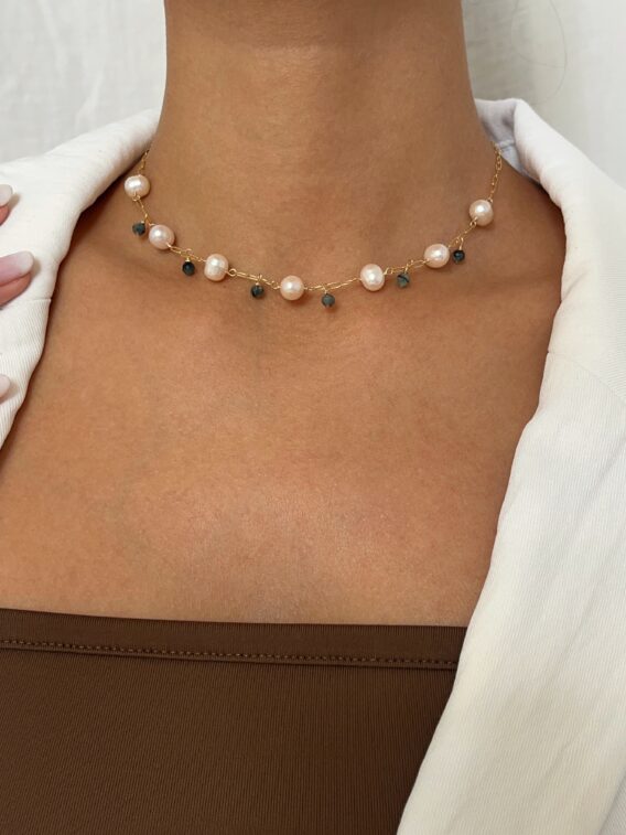 Collier Emeraude et perles d'eau douce