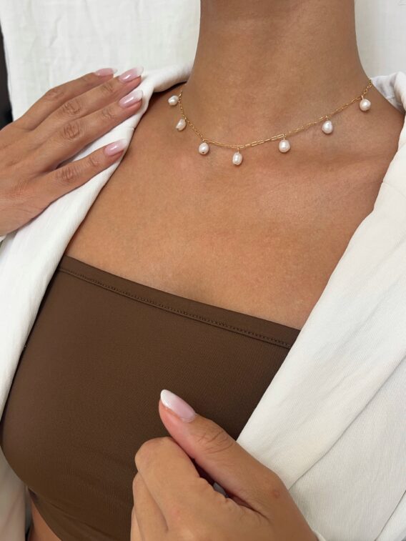 Collier ped qui pend gf new 1 Collier en perles d'eau douce en Gold Filled