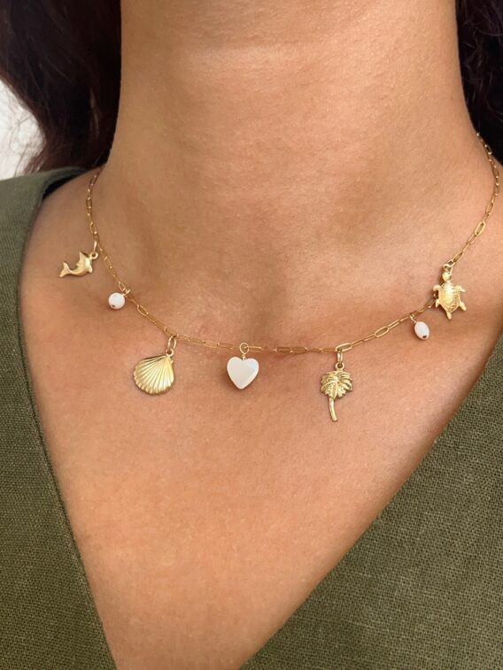 Collier charms blanc Collier charms en Gold Filled