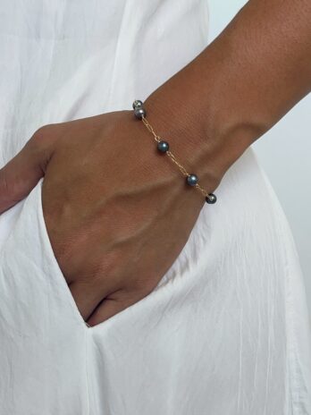 Bracelet ped bleue Bracelet en perles d'eau douce bleue en Gold Filled