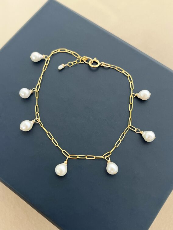 Bracelet ped moyenne qui pend 1 Bracelet en perles d'eau douce en Gold Filled