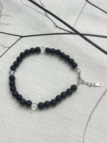 Bracelet en pierre de lave et cristal de roche