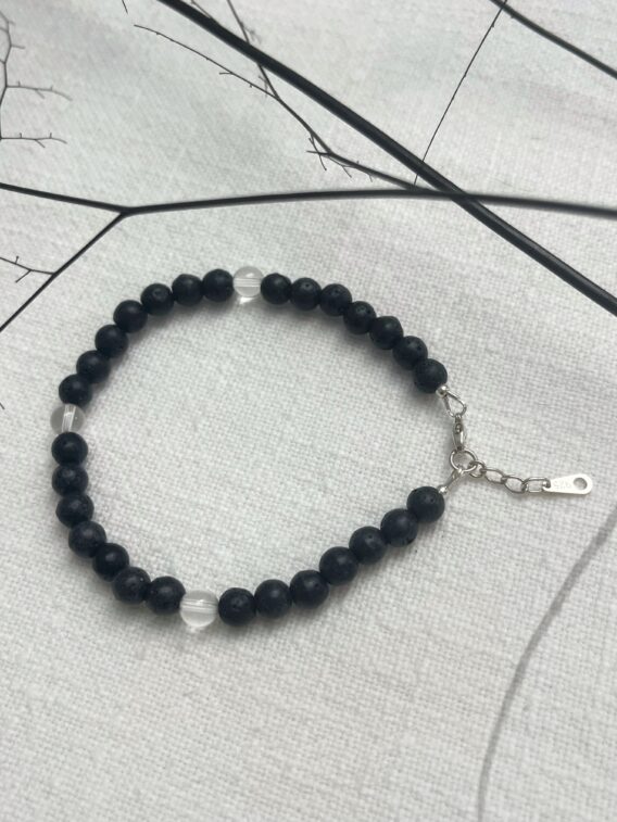Bracelet en pierre de lave et cristal de roche