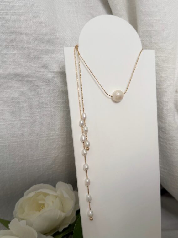 Chaîne de dos en perles d'eau douce en Gold Filled