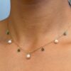 Collier ped blanc et émeraude 1 Collier perles d'eau douce et Emeraude en Gold Filled