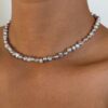 Collier perles d'eau douce grises