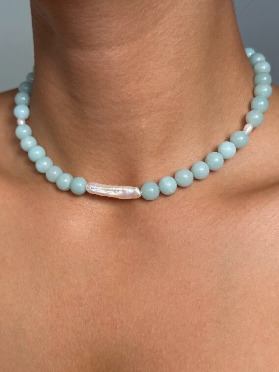 Collier en Amazonite et perles d'eau douce