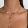 Collier perles d'eau douce blanches et bleues