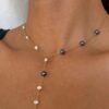 Collier perles d'eau douce blanches et bleues