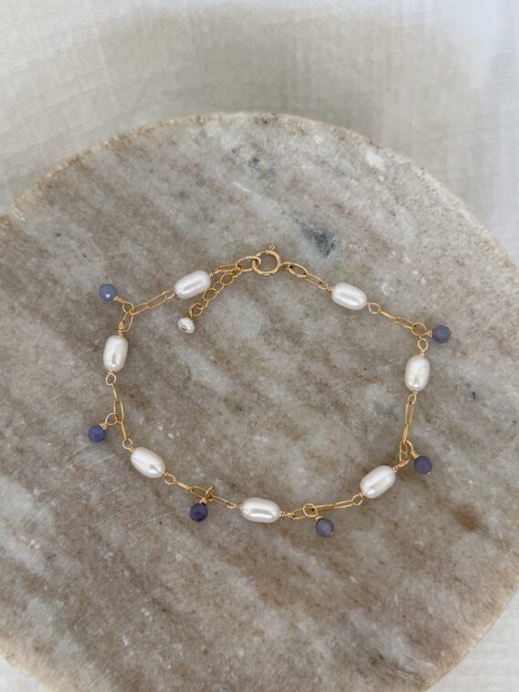 Bracelet en Tanzanite et Perles d'eau douce en Gold Filled