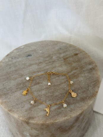 Bracelet charms et perles en nacre en Gold Filled