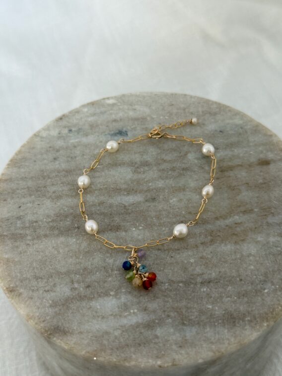 Bracelet 7 Chakras et perles d'eau douce en Gold Filled