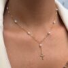 Collier Croix en perles d'eau douce en Gold Filled