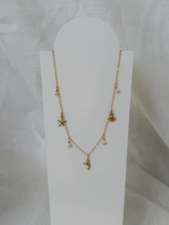 Collier charms nacre enfant Collier charms et perles en nacre