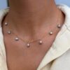 Collier ped grises qui pendent Collier perles d'eau douce grise en Gold Filled